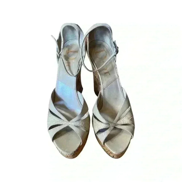 DIOR Womens Shoes Natural Open Toe Wedge Sandals Made in Italy Heels Size 37. - Picture 1 of 13